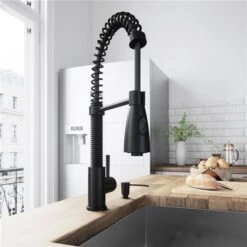 VIGO Brant Matte Black 1-Handle Deck Mount Pull-Down Kitchen Faucet With Soap Dispenser -Alliedbas Shop 332003801 AlternateImage2 l