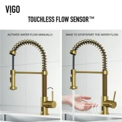 VIGO Edison Matte Brushed Gold 1-Handle Deck Mount Pull-Down Touchless Kitchen Faucet -Alliedbas Shop 332003804 AlternateImage2 l