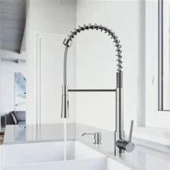 VIGO Laurelton Stainless Steel 1-Handle Deck Mount Pull-Down Kitchen Faucet - Soap Dispenser -Alliedbas Shop 332003808 AlternateImage3 l