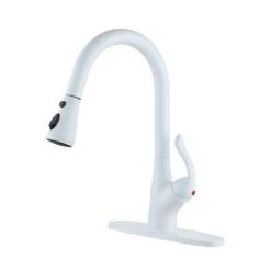 Clihome Matte White 3-Function Single-Handle Pull-Down Kitchen Faucet