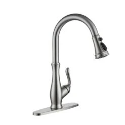 Clihome Brushed Nickel 3-Function Single-Handle Pull Down Spout Kitchen Faucet