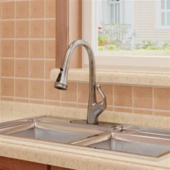 Clihome Brushed Nickel 3-Function Single-Handle Pull Down Spout Kitchen Faucet -Alliedbas Shop 332004289 AlternateImage2 l