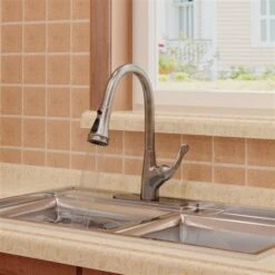 Clihome Brushed Nickel 3-Function Single-Handle Pull Down Spout Kitchen Faucet -Alliedbas Shop 332004289 AlternateImage3 l