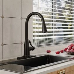 Clihome Matte Black 3-Function 1-Handle Pull-Down Spout Kitchen Faucet -Alliedbas Shop 332004291 AlternateImage2 l