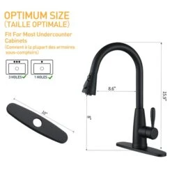 Clihome Matte Black 3-Function 1-Handle Pull-Down Spout Kitchen Faucet