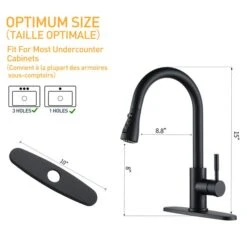 Clihome Matte Black 3-Function Single-Handle Pull-Down Spout Kitchen Faucet