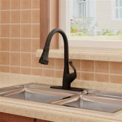 Clihome Matte Black 3-Function Single-Handle Pull Down Spout Kitchen Faucet -Alliedbas Shop 332004293 AlternateImage2 l