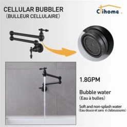 Clihome Matte Black Retro Wall Mounted Pot Filler Retro Kitchen Faucet -Alliedbas Shop 332004294 AlternateImage2 l