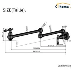 Clihome Matte Black Retro Wall Mounted Pot Filler Retro Kitchen Faucet -Alliedbas Shop 332004294 AlternateImage4 l