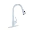 Clihome Matte White 3-Function Single-Handle Pull Down Spout Kitchen Faucet