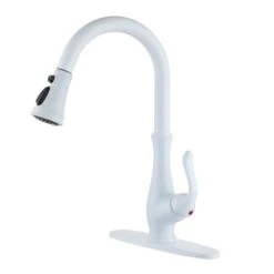 Clihome Matte White 3-Function Single-Handle Pull Down Spout Kitchen Faucet 7 Clihome Matte White 3-Function Single-Handle Pull Down Spout Kitchen Faucet -Alliedbas Shop 332004295 MainImage 001 l