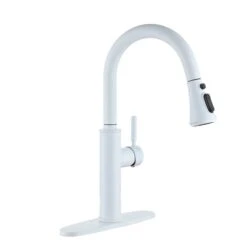 Clihome Matte White 4-Function Single-Handle Pull-Down Spout Kitchen Faucet With Base Plate 9 Clihome Matte White 4-Function Single-Handle Pull-Down Spout Kitchen Faucet With Base Plate -Alliedbas Shop 332004298 AlternateImage1 l