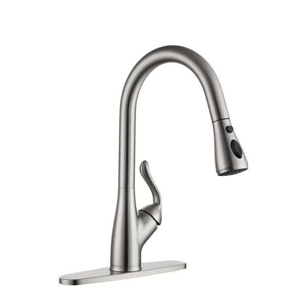 Clihome Brushed Nickel 3-Function Single-Handle Pull-Down Kitchen Faucet 3 Clihome Brushed Nickel 3-Function Single-Handle Pull-Down Kitchen Faucet - Image 3