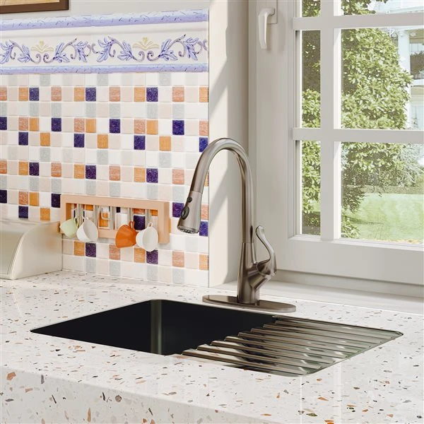 Clihome Brushed Nickel 3-Function Single-Handle Pull-Down Kitchen Faucet 1 Clihome Brushed Nickel 3-Function Single-Handle Pull-Down Kitchen Faucet