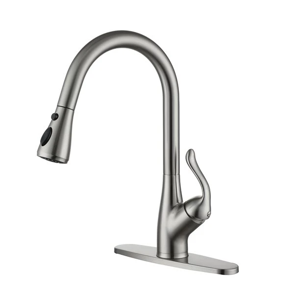 Clihome Brushed Nickel 3-Function Single-Handle Pull-Down Kitchen Faucet 4 Clihome Brushed Nickel 3-Function Single-Handle Pull-Down Kitchen Faucet - Image 4