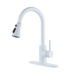 Clihome Matte White 3-Function Single-Handle Pull-Down Spout Kitchen Faucet With Base Plate -Alliedbas Shop 332004306 AlternateImage1 l