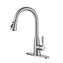 Clihome Brushed Nickel 3-Function 1-Handle Pull-Down Spout Kitchen Faucet