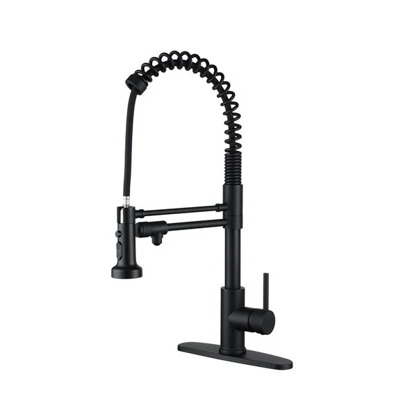 Clihome Matte Black 3-Function Single Handle Pull-Down Kitchen Faucet With Clean Water Spout 5 Clihome Matte Black 3-Function Single Handle Pull-Down Kitchen Faucet With Clean Water Spout - Image 5