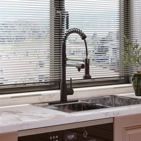 Clihome Matte Black 3-Function Single Handle Pull-Down Kitchen Faucet With Clean Water Spout 3 Clihome Matte Black 3-Function Single Handle Pull-Down Kitchen Faucet With Clean Water Spout - Image 3