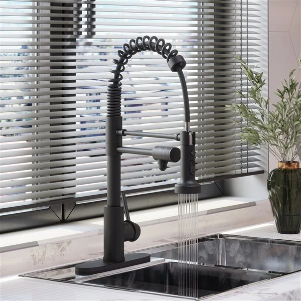 Clihome Matte Black 3-Function Single Handle Pull-Down Kitchen Faucet With Clean Water Spout 1 Clihome Matte Black 3-Function Single Handle Pull-Down Kitchen Faucet With Clean Water Spout