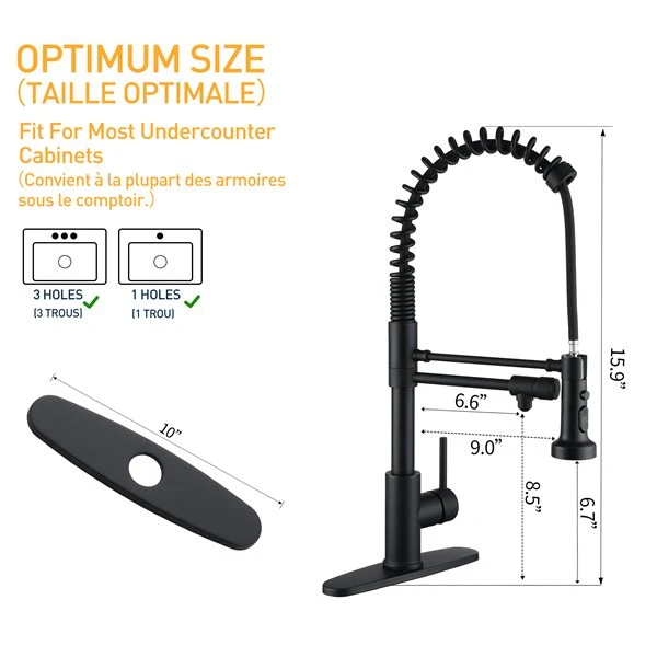 Clihome Matte Black 3-Function Single Handle Pull-Down Kitchen Faucet With Clean Water Spout 4 Clihome Matte Black 3-Function Single Handle Pull-Down Kitchen Faucet With Clean Water Spout - Image 4