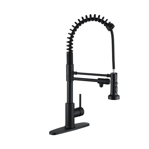 Clihome Matte Black 3-Function Single Handle Pull-Down Kitchen Faucet With Clean Water Spout 2 Clihome Matte Black 3-Function Single Handle Pull-Down Kitchen Faucet With Clean Water Spout - Image 2