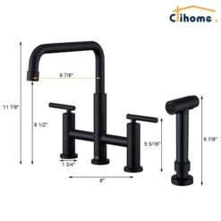 Clihome Matte Black Pull-Down Double Handle Kitchen Faucet With Sprayer 8 Clihome Matte Black Pull-Down Double Handle Kitchen Faucet With Sprayer -Alliedbas Shop 332004310 AlternateImage1 l