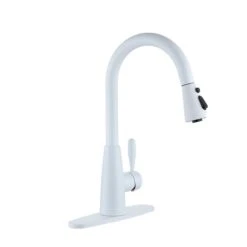 Clihome Matte White 3-Function 1-Handle Pull-Down Spout Kitchen Faucet -Alliedbas Shop 332004311 AlternateImage1 l