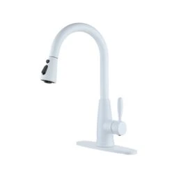 Clihome Matte White 3-Function 1-Handle Pull-Down Spout Kitchen Faucet -Alliedbas Shop 332004311 MainImage 001 l
