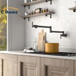 Clihome Matte Black Wall Mounted Pot Filler Kitchen Faucet