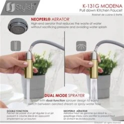 Stylish Single Handle Pull Down Kitchen Faucet With Cold Water Tap In Gold