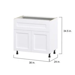 Hugo&Borg Rosemont 36 X 34.5 X 24.88 Glacier White Door And Drawer Base Semi-Custom Cabinet