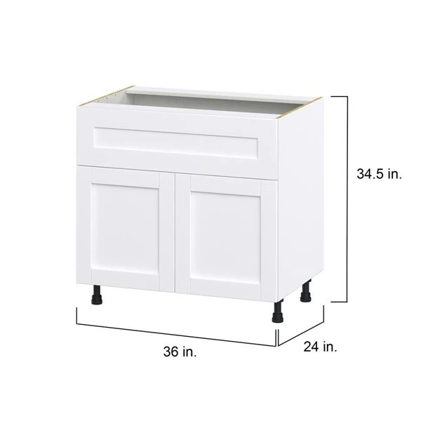 Hugo&Borg Rosemont 36 X 34.5 X 24.88 Glacier White Door And Drawer Base Semi-Custom Cabinet 1 Hugo&Borg Rosemont 36 X 34.5 X 24.88 Glacier White Door And Drawer Base Semi-Custom Cabinet