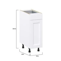 Hugo&Borg Rosemont 12 X 34.5 X 24.88 Glacier White Door And Drawer Base Semi-Custom Cabinet