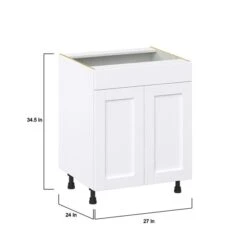 Hugo&Borg Rosemont 27 X 34.5 X 24.88 Glacier White Door And Drawer Base Semi-Custom Cabinet