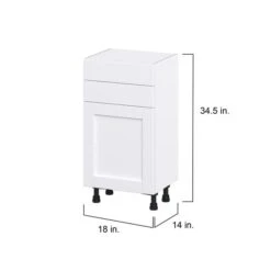 Hugo&Borg Rosemont 18 X 34.5 X 14.88 Glacier White Door And Drawer Base Semi-Custom Cabinet