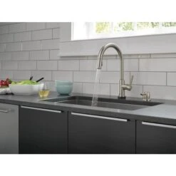 DELTA Trask Touch20 Spotshied Stainless 1-Handle Pull-Down Touch Kitchen Faucet And Soap Dispenser -Alliedbas Shop 37355903b L