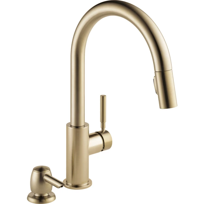 Delta Trask Single Handle Pull-Down Champagne Bronze Kitchen Faucet With Soap Dispenser 2 Delta Trask Single Handle Pull-Down Champagne Bronze Kitchen Faucet With Soap Dispenser - Image 2