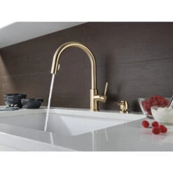Delta Trask Single Handle Pull-Down Champagne Bronze Kitchen Faucet With Soap Dispenser 7 Delta Trask Single Handle Pull-Down Champagne Bronze Kitchen Faucet With Soap Dispenser -Alliedbas Shop 37355936c L