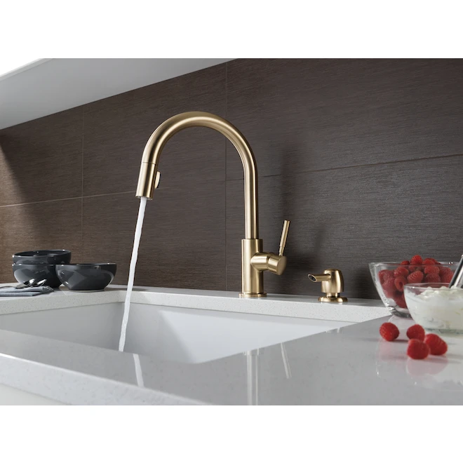 Delta Trask Single Handle Pull-Down Champagne Bronze Kitchen Faucet With Soap Dispenser 3 Delta Trask Single Handle Pull-Down Champagne Bronze Kitchen Faucet With Soap Dispenser - Image 3