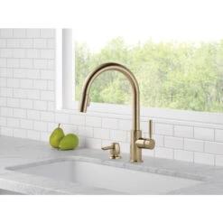 Delta Trask Single Handle Pull-Down Champagne Bronze Kitchen Faucet With Soap Dispenser 9 Delta Trask Single Handle Pull-Down Champagne Bronze Kitchen Faucet With Soap Dispenser -Alliedbas Shop 37355936e L