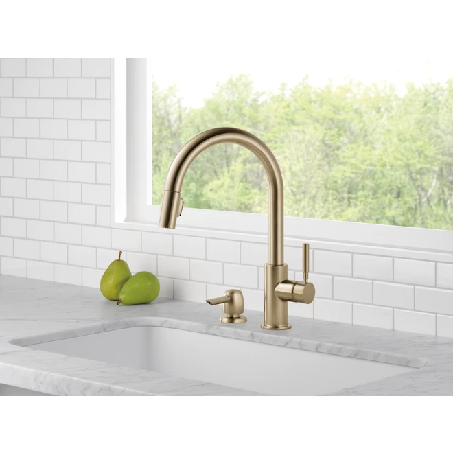 Delta Trask Single Handle Pull-Down Champagne Bronze Kitchen Faucet With Soap Dispenser 5 Delta Trask Single Handle Pull-Down Champagne Bronze Kitchen Faucet With Soap Dispenser - Image 5