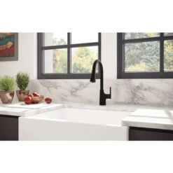 Delta Kitchen Pull-Down Faucet With Single Handle - Matte Black -Alliedbas Shop 37356123b L