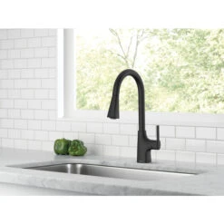 Delta Kitchen Pull-Down Faucet With Single Handle - Matte Black -Alliedbas Shop 37356123d L