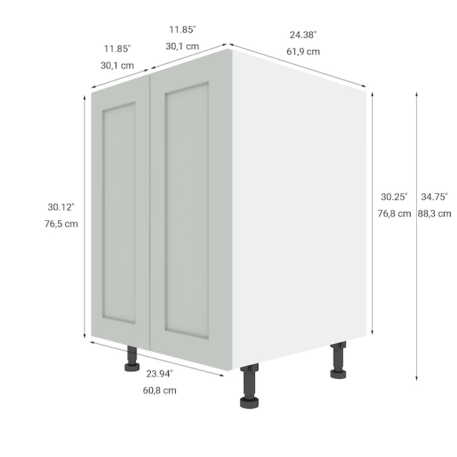 Eklipse Angelite Base Kitchen Cabinet - 2 Doors - 23 15/16-in X 34 3/4-in - Grey 1 Eklipse Angelite Base Kitchen Cabinet - 2 Doors - 23 15/16-in X 34 3/4-in - Grey