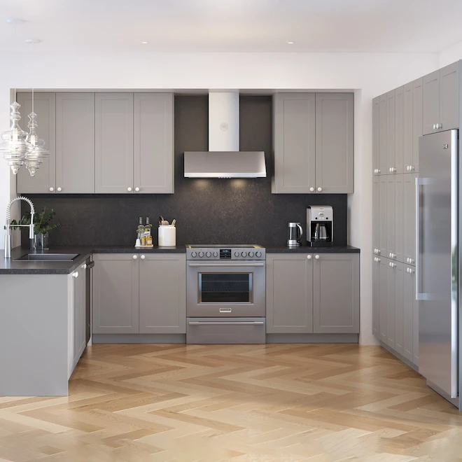 Eklipse Angelite Base Kitchen Cabinet - 2 Doors - 23 15/16-in X 34 3/4-in - Grey 2 Eklipse Angelite Base Kitchen Cabinet - 2 Doors - 23 15/16-in X 34 3/4-in - Grey - Image 2