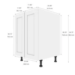 Eklipse Perle 23 15/16-in X 34 3/4-in White Shaker Style 2-Door Base Kitchen Cabinet