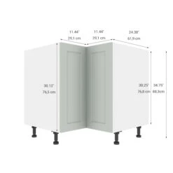 Eklipse Angelite Kitchen Corner Base Cabinet - 36 1/4-in X 34 3/4-in - Grey -Alliedbas Shop 75396489b L