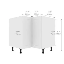 Eklipse Perle 36 1/4-in X 34 3/4-in White Thermoplastic 2-Door Corner Shaker Kitchen Cabinet