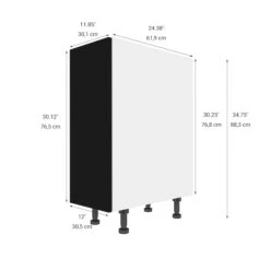 Eklipse Onyx Base Kitchen Cabinet - 12-in X 34 3/4-in - Black